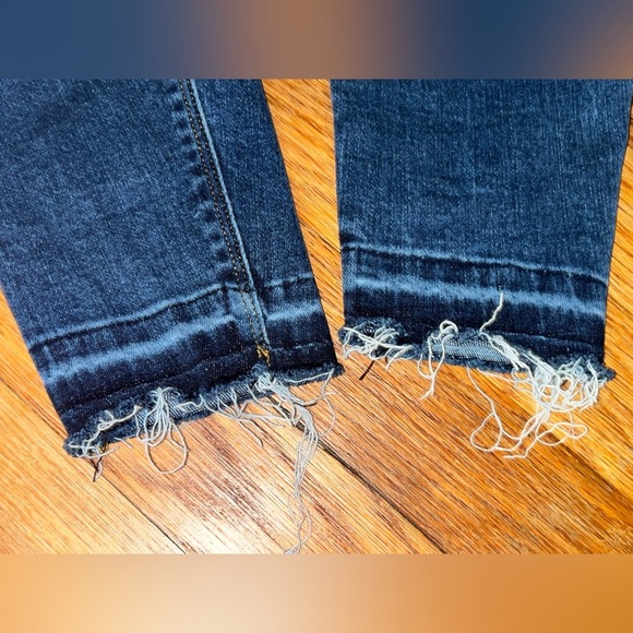 Spanx distressed skinny jeans raw hem size small medium wash blue shapewear - Picture 14 of 15